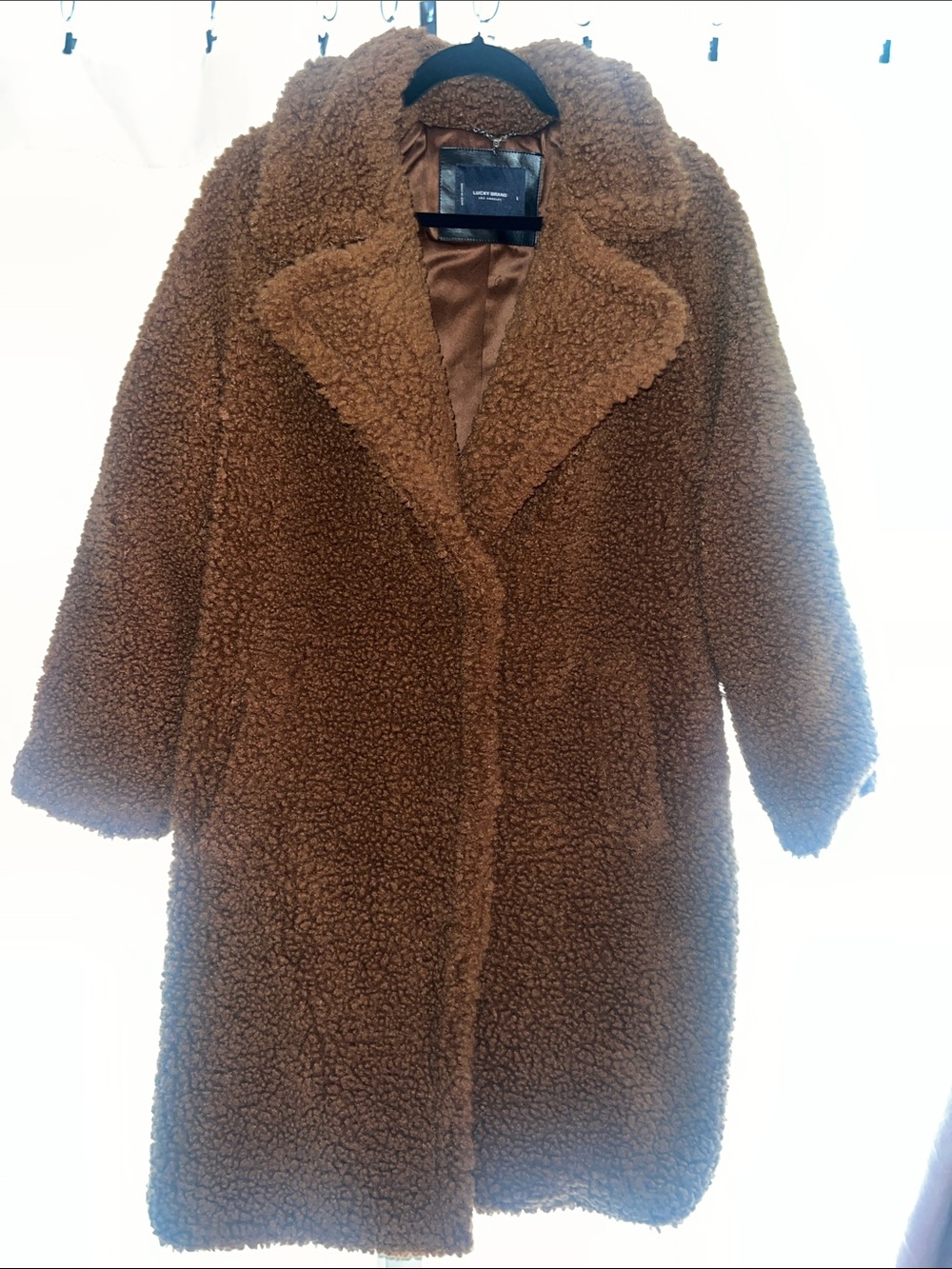 Lucky Brand Chocolate Brown Teddy Coat Size L